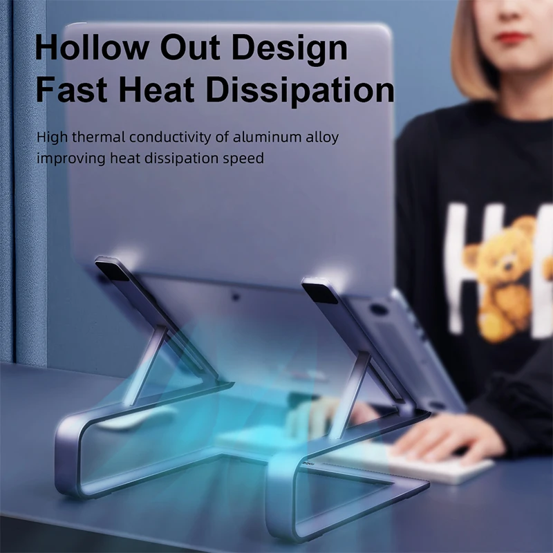 Hagibis-dobrável Ergonômico Suporte para Laptop Ajustável Riser de Alumínio Suporte para Notebook Portátil Mesa para 1117.3 Laptops - Imagem 6
