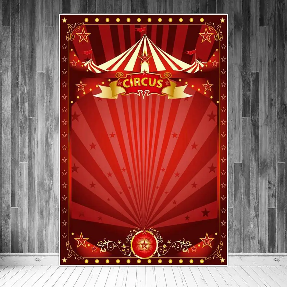 Circus Party Birthday Decoration Photography Backdrops Stand Boy Or Girl Red Wallpaper Photographic Backgrounds Portrait Props