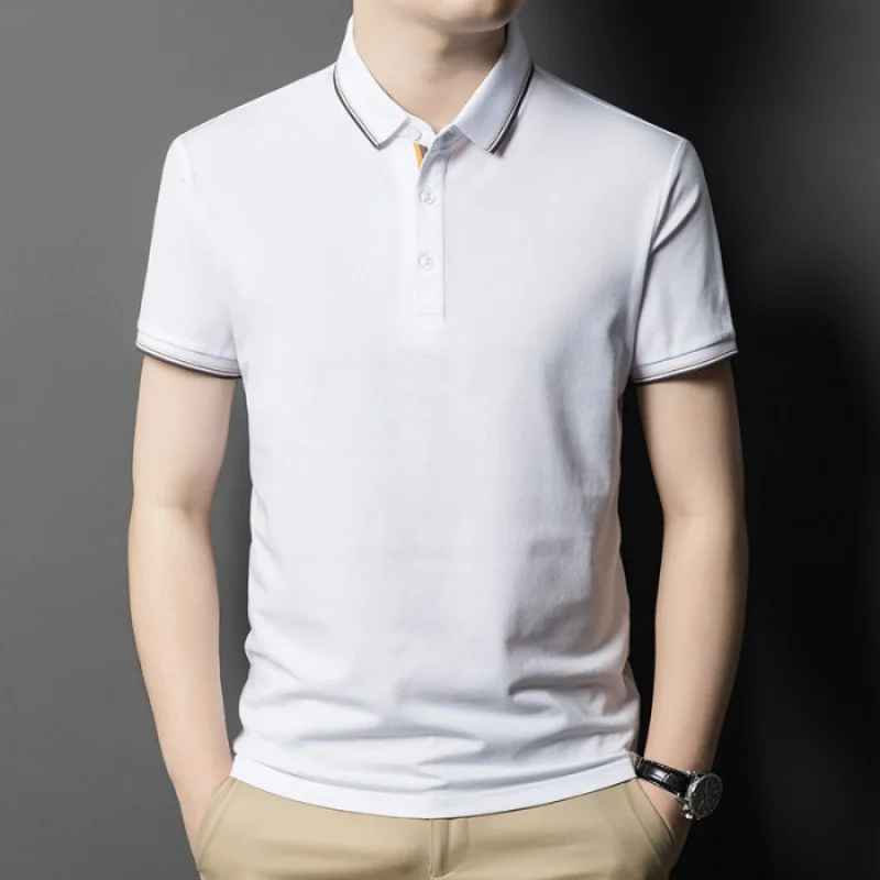 

Solid Color Polo Shirt Men's Short-Sleeved T-shirt 2024 New Summer Loose Fashion Brand Lapel Business Top