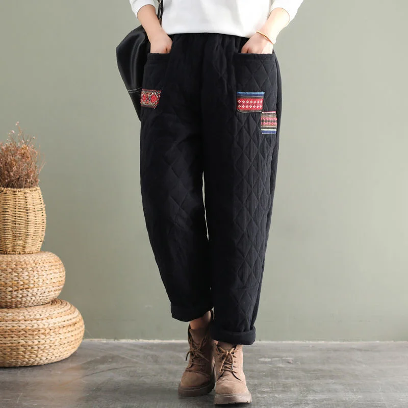 

Winter Thicken Pants Women's Warm Cotton Padded Harem Pantalones Casual Loose Vintage High Waist Trousers
