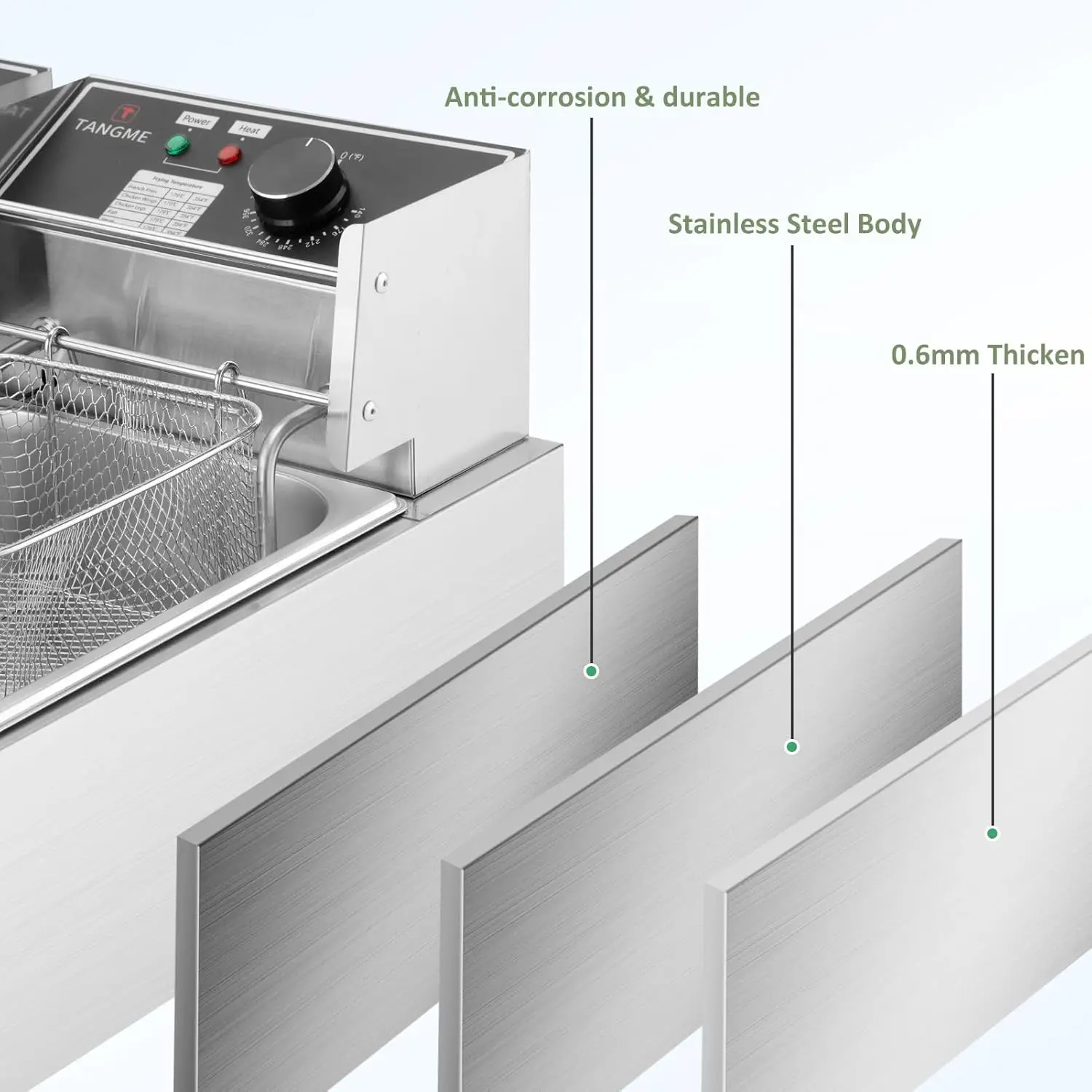 Deep Fryer 3400W Electric Deep Fryers with 2x6.35QT Baskets 0.8mm Thickened Stainless Steel Countertop Oil Fryer 20.7QT