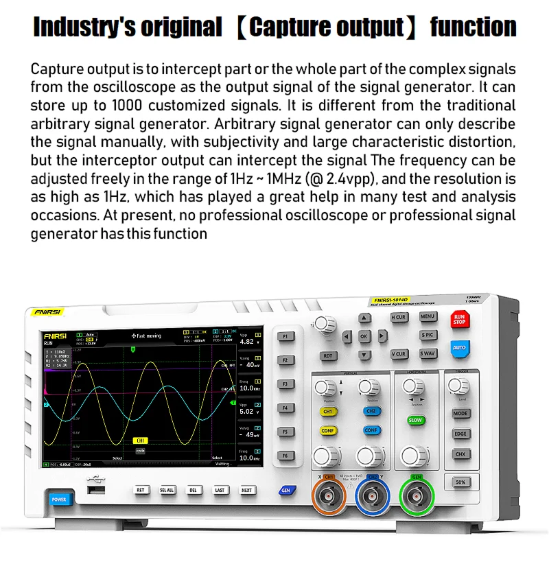 1014D Digital Oscilloscope, 2-in-1 Dual Channel Input Signal Generator Desktop O