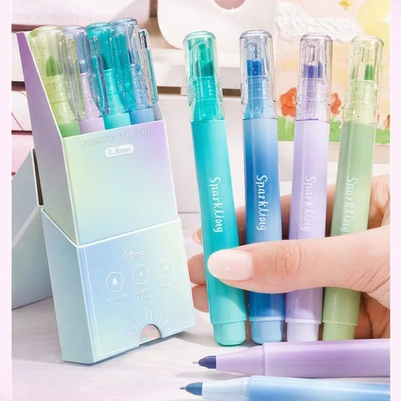소프트 팁 형광펜, 초등학생을 위한 독창적인 디자인, 반짝이 형광 문구 용품