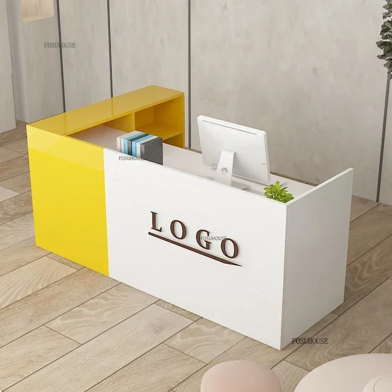 Nordic Reception Desk Front Desk Simple Church Pulpit Podium Commercial Store Wood Cashier Desks Corner Office Furniture
