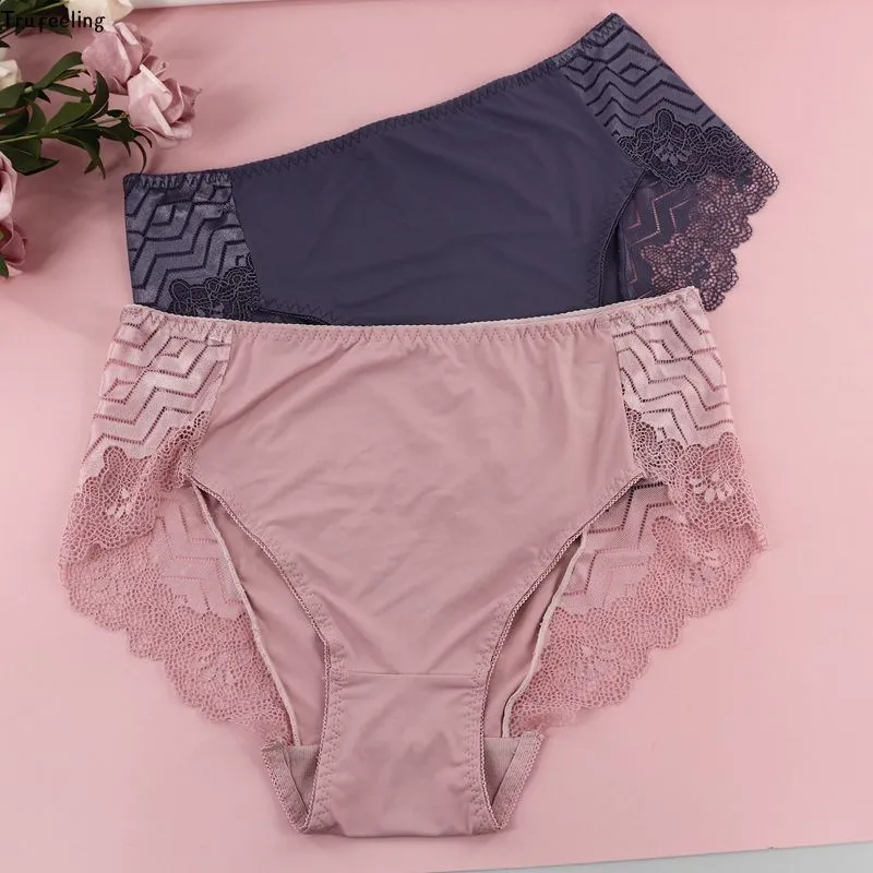 

Трусы женские кружевные Trufeeling, 6 цветов, сексуальное нижнее белье со средней посадкой, большие размеры 2XL 3XL 4XL 5XL