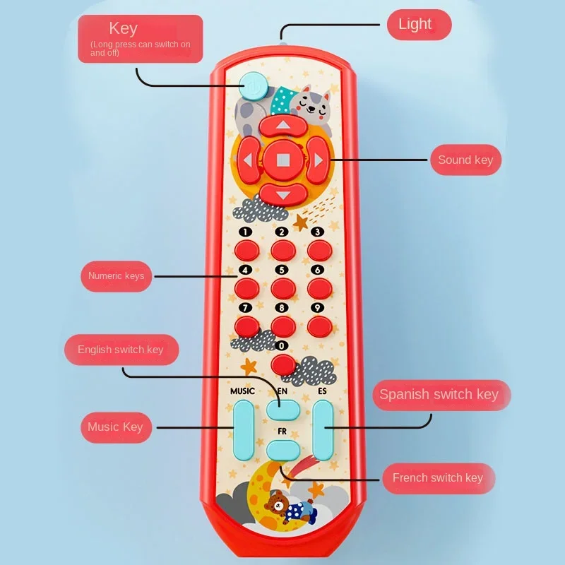 Baby Music TV Remote Control Montessori Early Educational Toys Multi-functional Numbers English Learning Toys Gift for Newborn