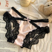 Slip en dentelle à panneaux en Satin, sous-vêtements Sexy pour femmes, culotte taille basse, slip doux, Lingerie confortable, Тру Жсы => Kamiе 4