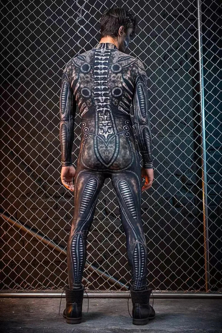 Men Skeleton Costume Purim Halloween Party Jumpsuit Adult Zentai Bodysuit Long Sleeve Carnival Performance Outfit cosplay costume men festival costume set