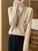 Women's Pure Wool Knitted Sweater, Buttoned, V-Neck, Loose, Simple, Top, Pullover, Casual, Fashionable, 2024 Autumn/Winter 5