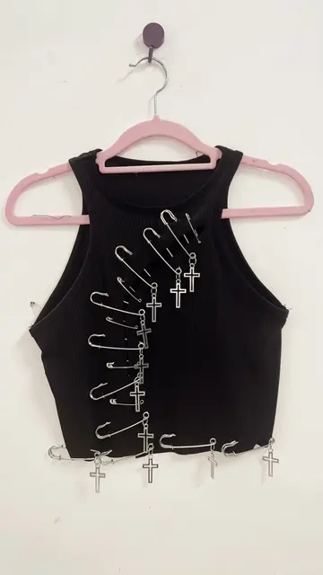 Cropped Safety Pin Racer Back Top 5
