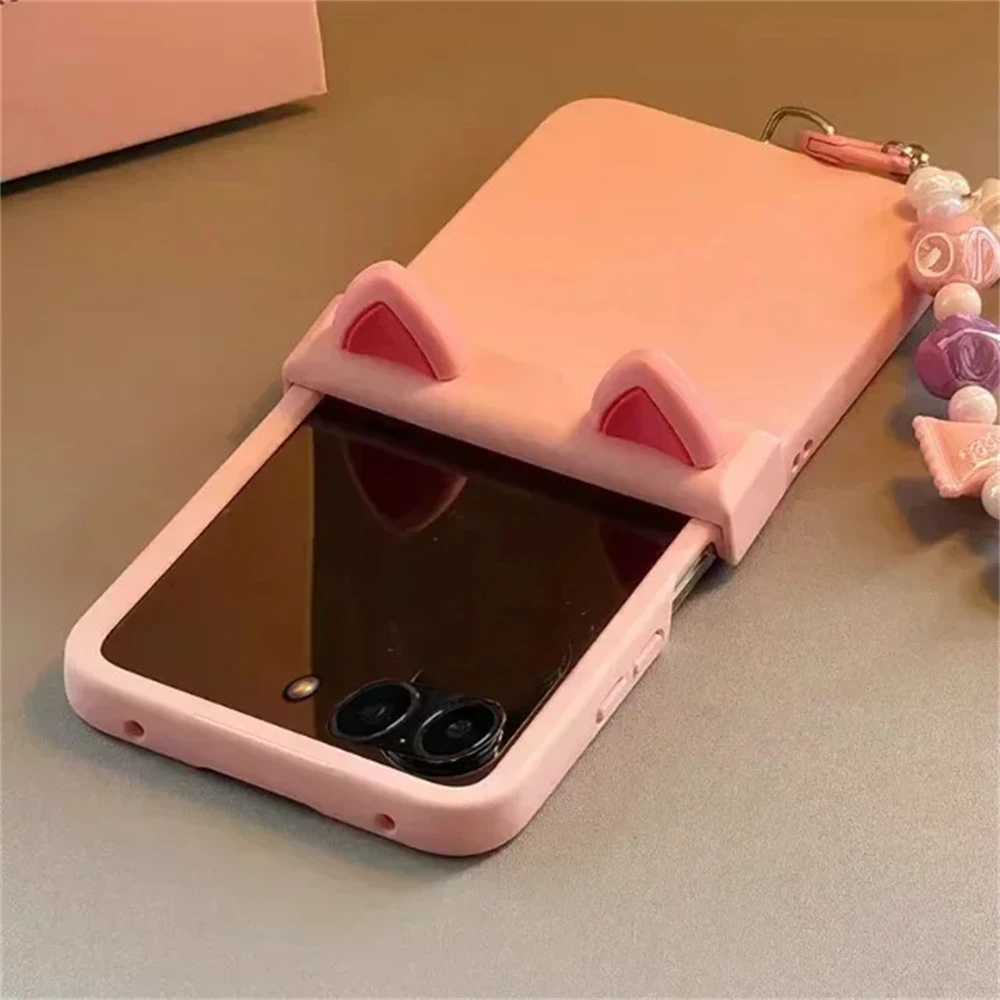 Cute Pink Ears Candy Bracelet Hinge Case