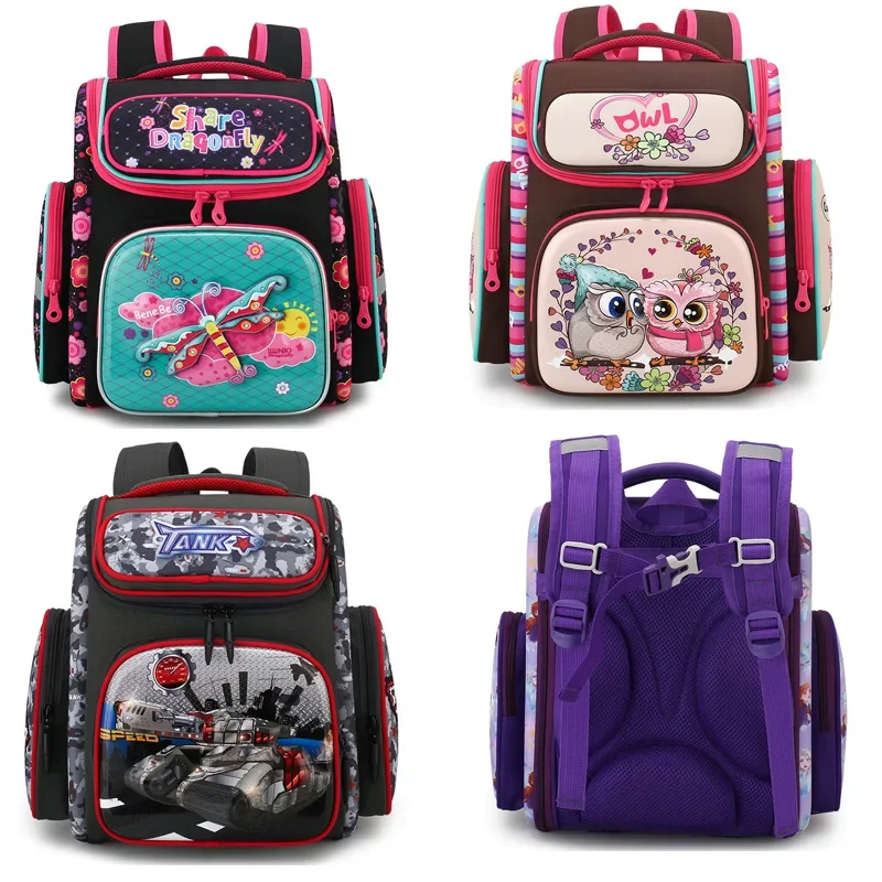 Newest 3D Cartoon Owl Kids School Bag for Girls Orthopedic Primary Schoolbag Folded Children School Bag for Boys Knapsack 4