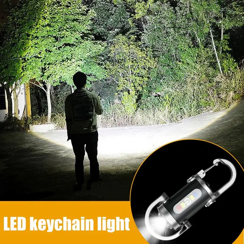 LED Keychain Light USB Charging Small Camping Flashlight Powerful LED Key Chain Lamp for Outdoor Survival Fishing Climbing