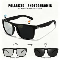 Photochromic Polarized Unisex Sunglasses - Classic Square Frame, UV400 Protection, Anti - Glare, All - Day Comfort (C1 - Photochromic)