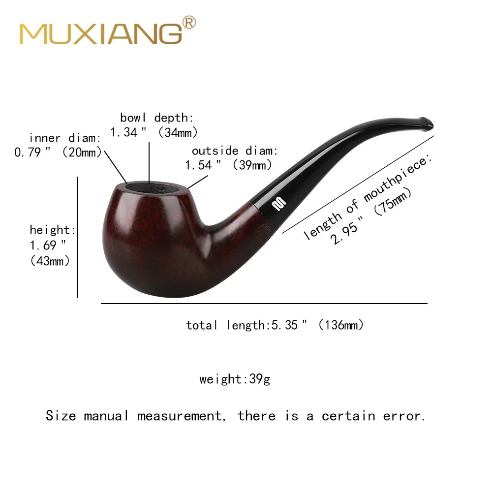 brair  wood tobacco pipe Classic curved handle pipe Hand-carved design Rainbow series pipe 9mm pipe channel Solid wood pipe gift 4