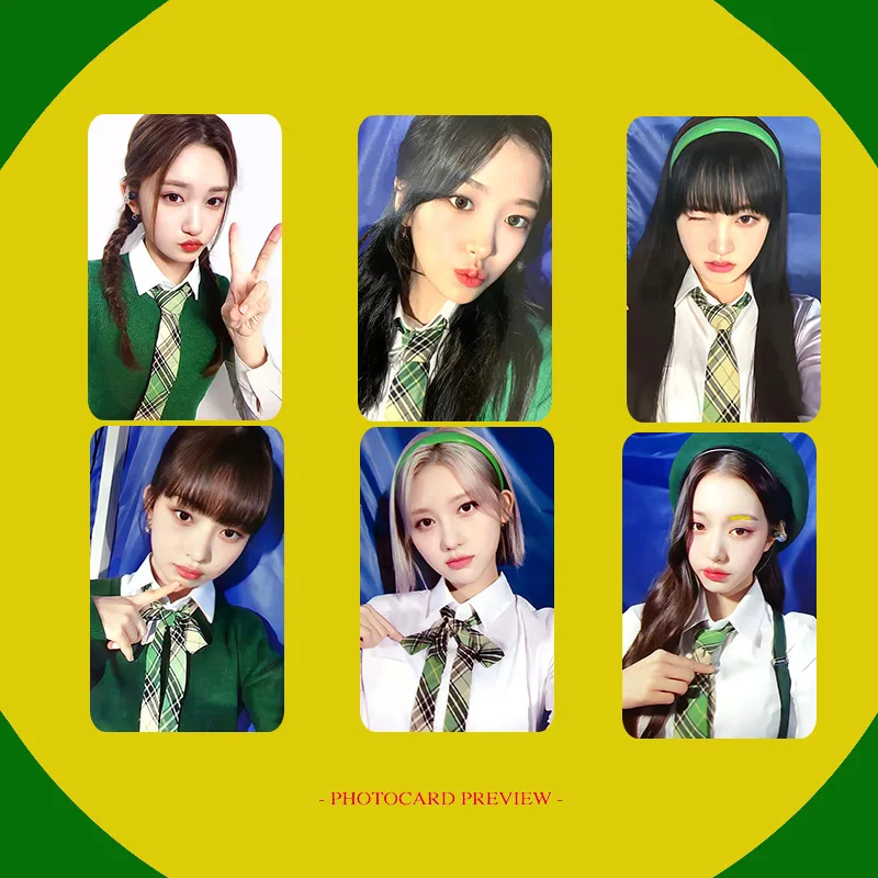 

6 шт. KPOP специальная Фотокарточка с надписью «After Like SW4.0» зеленая школьная форма двусторонние ломо-карточки WonYoung LIZ YuJin подарки для фанатов