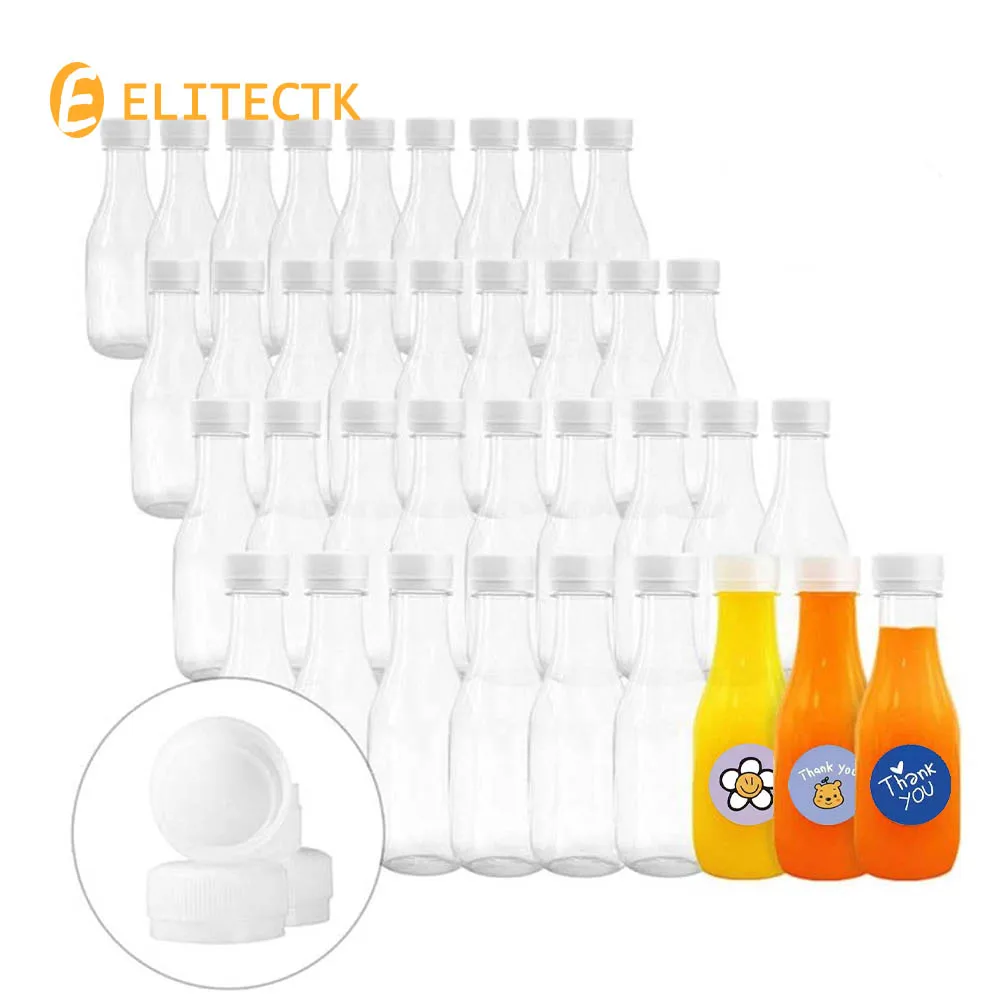 

Empty PET Plastic Juice Bottles Clear Drink Bottles with Tamper Evident Caps for Storing Homemade Juices Milk Smoothies Tea