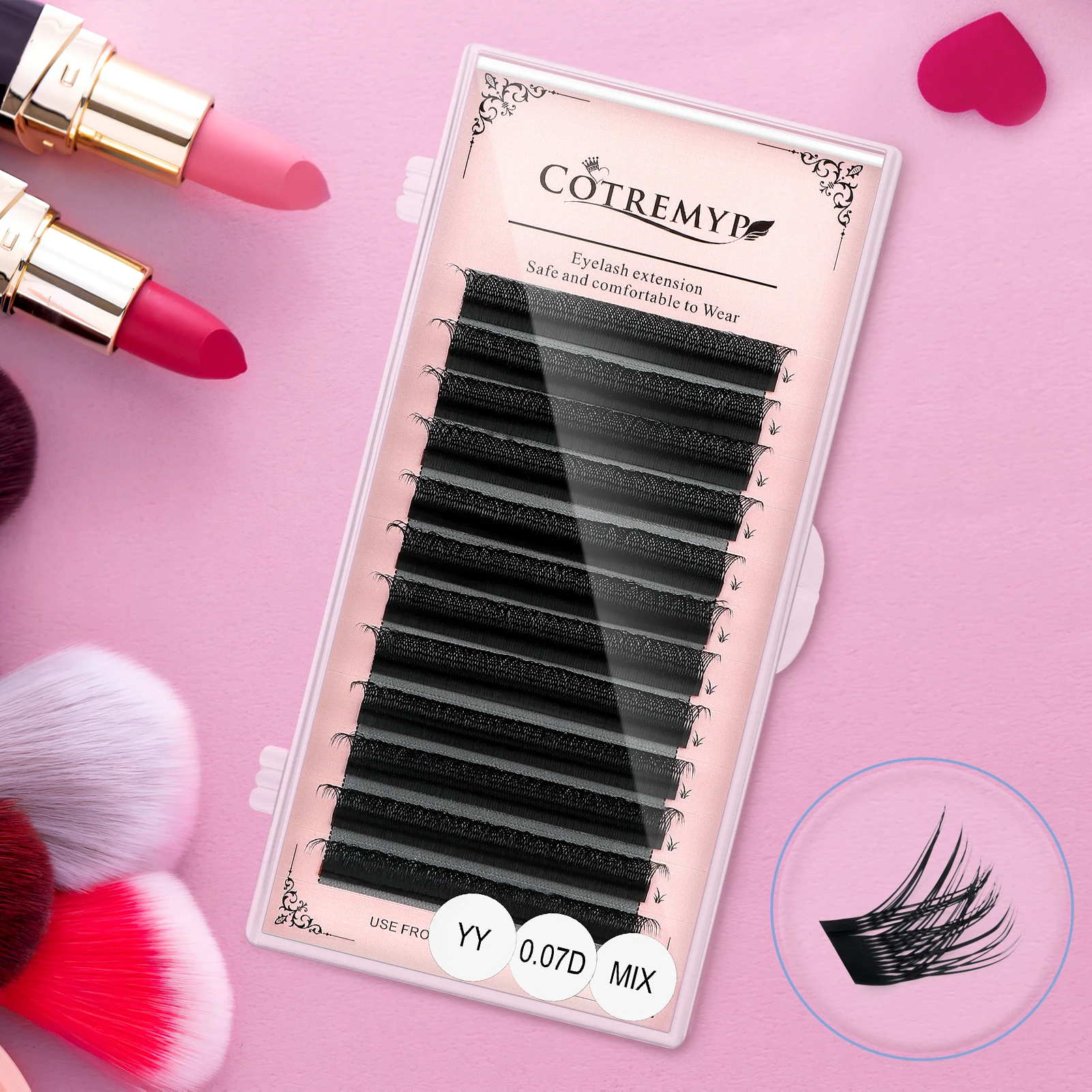 

YY Shape Eyelash Extension D curl Thick Soft Natural Light High Quality Eyelashes Meshy False Eyelash Makeup for women