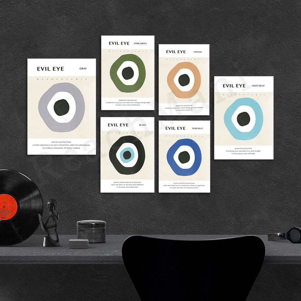 

*Evil Eye Collection* Meaningful and Inspirational Evil Eye Prints - Colorful Evil Eye Decorative Typographic Posters