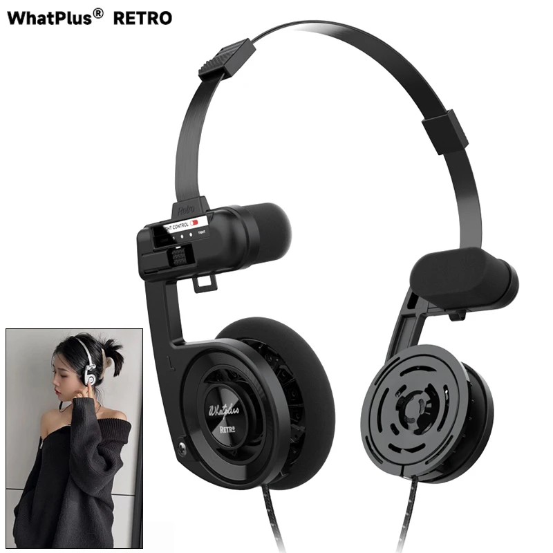 Whatplus Retro Wireless Headphones Bluetooth 5.2 Classic Open Hifi Onear Headset With Noise