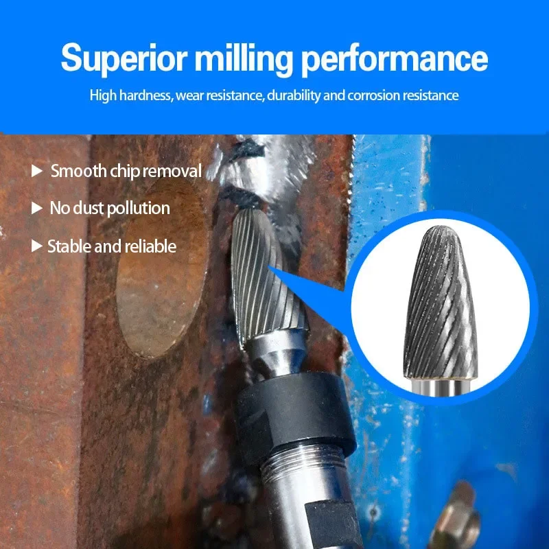 JINRUI Carbide rotary file spiral file wood carving tungsten steel grinding head tool weld burr chamfer derusting milling cutter
