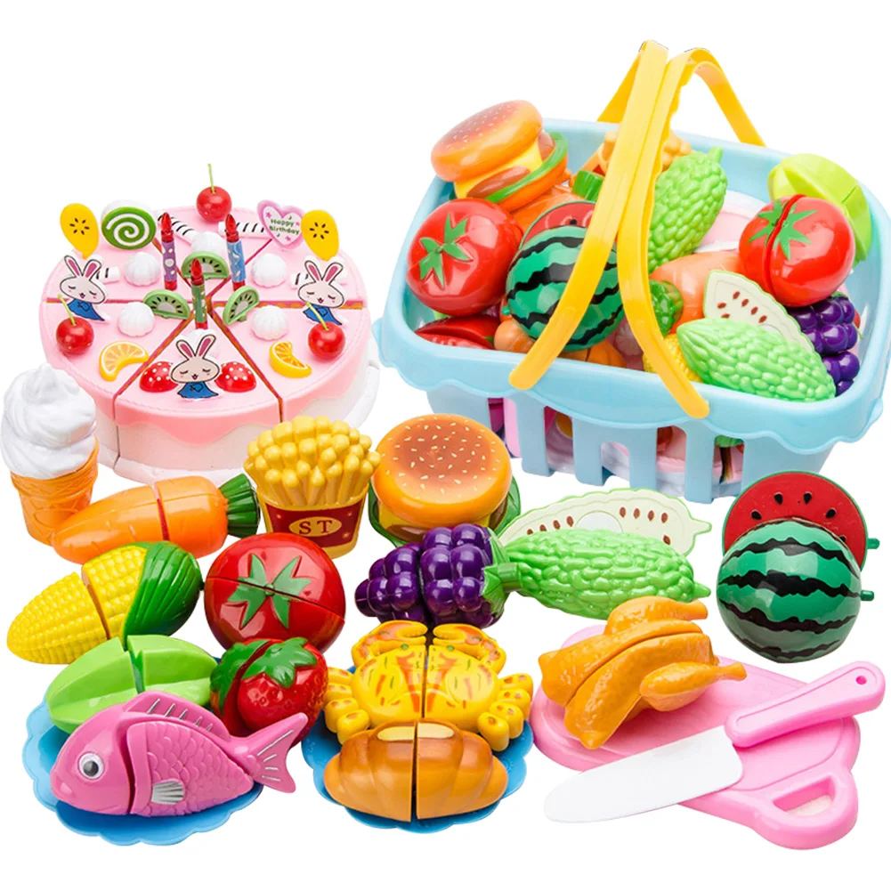 Cutting Fruits Vegetables Toy Set with Cutting Board Play Food Montessori Toys Sets for Toddlers Kids Boys Girls