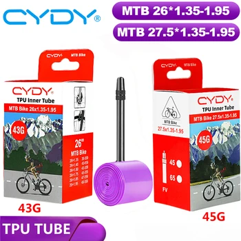 43g CYDY TPU Tubo MTB 26 27.5 Bici Fotocamera Interna 26/27.5x1.35 1.4 1.5 1.75 1.85 1.95 Pollici pneu Mountain Bicycle Pneumatico 26/27.5 Pneumatico