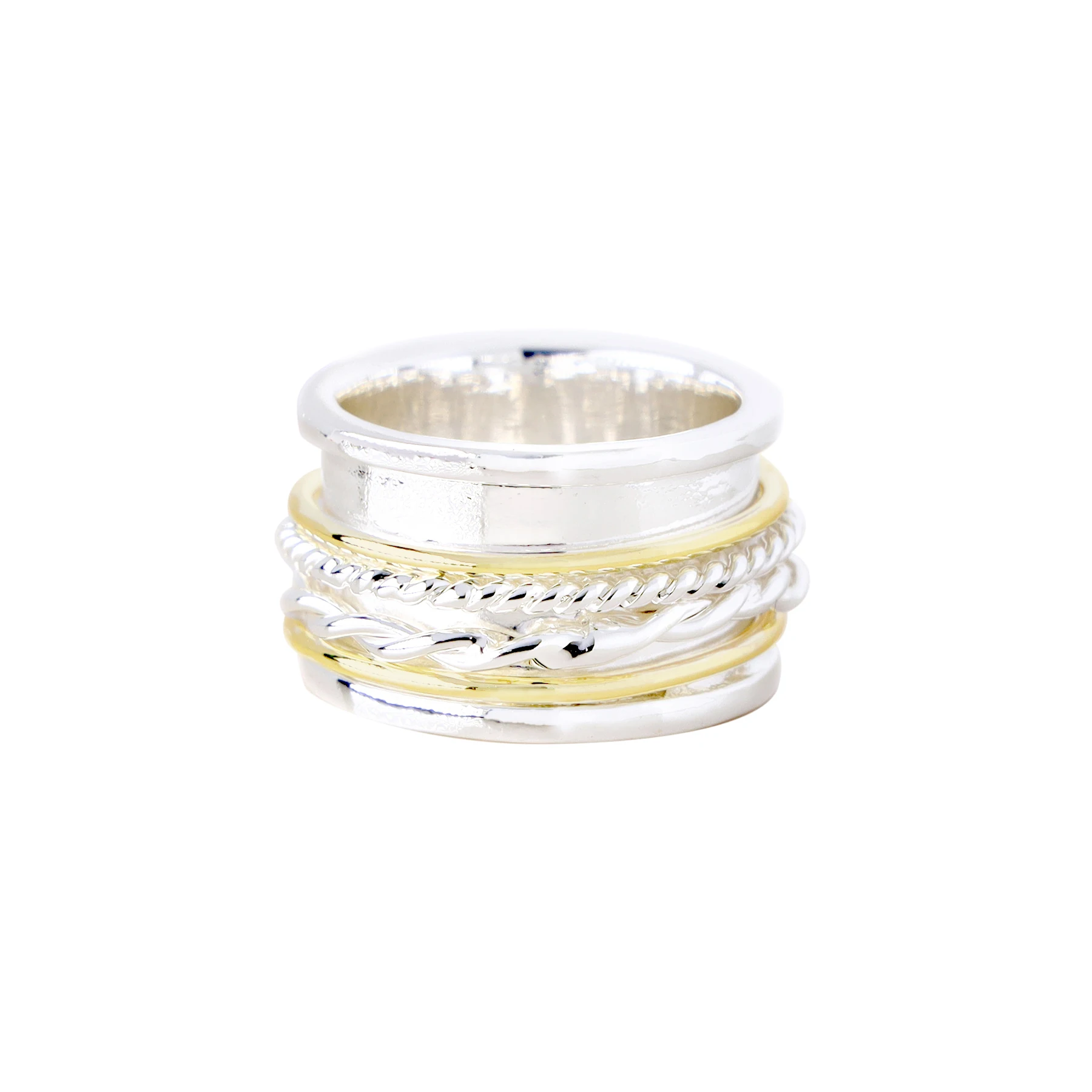 

Handmade Two Tone Woven Band Spinner Ring Fashion Spinner Ring for Women