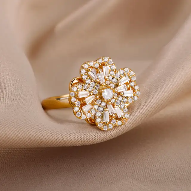 Bagues de mariage rotatives à quatre trèfles pour femmes, anneau d'anxiété Anti-Stress en acier inoxydable, bijoux esthétiques réglables