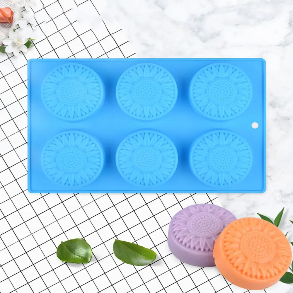 6 Cavities Creative Flower Shaped Silicone DIY Handmade Soap Mold Fondant Cake Decorating Candle Mold Pudding Candy
