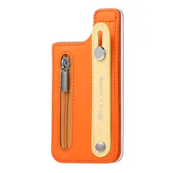 Zipper Card Slot Ultra-Thin Phone Back Wallet Holder (Orange)