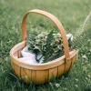 Natural Wood Chips Woven Wicker Picnic Basket With Treated Storage Basket Portable Fruit And Vegetable Shopping Flower Basket 3