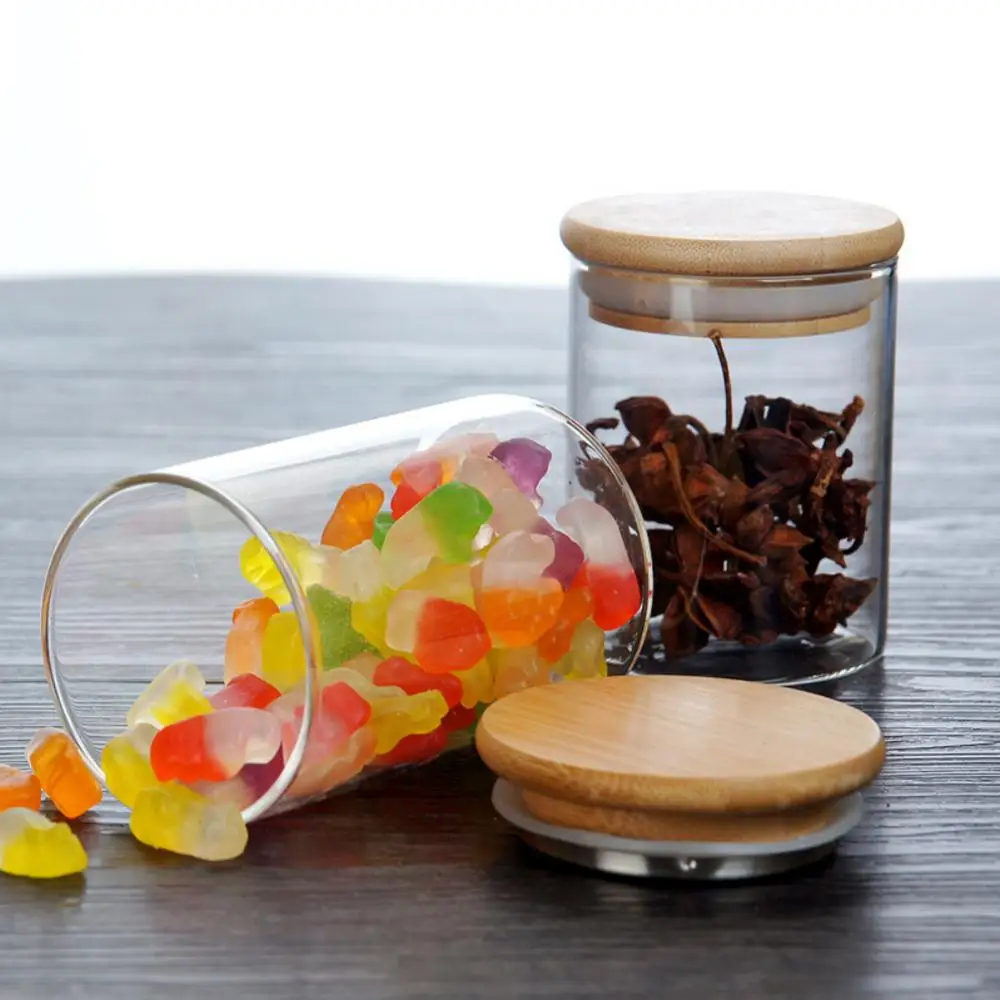Round Glass & Bamboo Spice Jar Pack