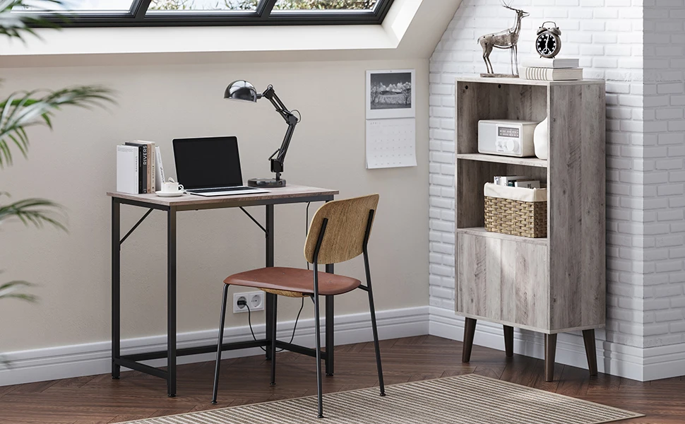 VASAGLE Schreibtisch,Kleiner Computertisch,Bürotisch,für Arbeitszimmer,Schlafzimmer,moderner Stil,Metallgestell