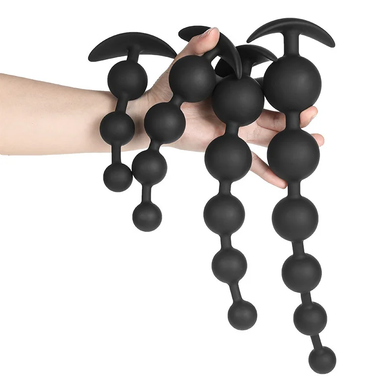 Anal Sex Toys Silicone Anal Beads with Flexible Chain Prostate Massage Butt Plug for Men/Women Couples Soft Anal Trainer Anus Dilator Sex Toy