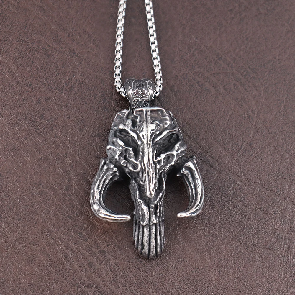 Stainless Steel Vintage Mandalorian Pendant Classic Punisher skull mask Men's Necklace Bounty Hunter Skull Jewelry Dropshipping