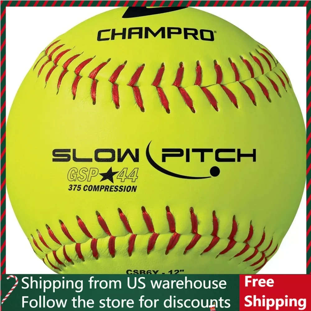 

Slow pitched softball, set of 12 pieces, made of durable hard leather covering. Using optical yellow