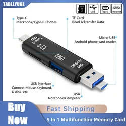 5 In 1 Multifunction USB 2.0 Type C USB Micro USB SD TF Memory Card Reader for Android IPhone Computer Reader OTG Type C Adapter