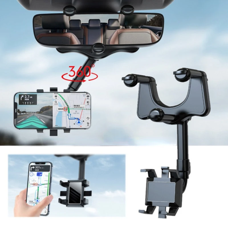 

360° Car Rearview Mirror Holder GPS Navigation Auto Phone Support Stand Multifunctional Universal Auto Phone Holder Bracket