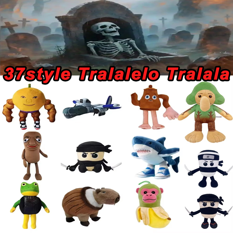 37styles Tralalelo Tralala Plush Tungtungtung Italian Brainrot Al Tralalero Tralala Plush Doll Stuffed Soft Pillow Custom Toys