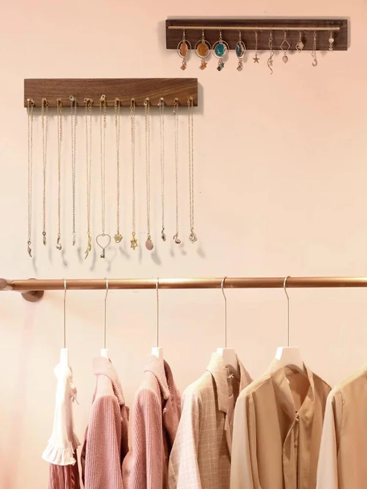 Necklace Jewelry Display Stands Wooden Earring Ring Hook Up Organizer Storage Holders Display Wall Hanging Case