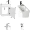 16"Small Bathroom Vanity Sink Combo,Wall Mounted Floating Cabinet W/Resin Basin Sink Top,Chrome Water Save Faucet & Pop Up Drain 5