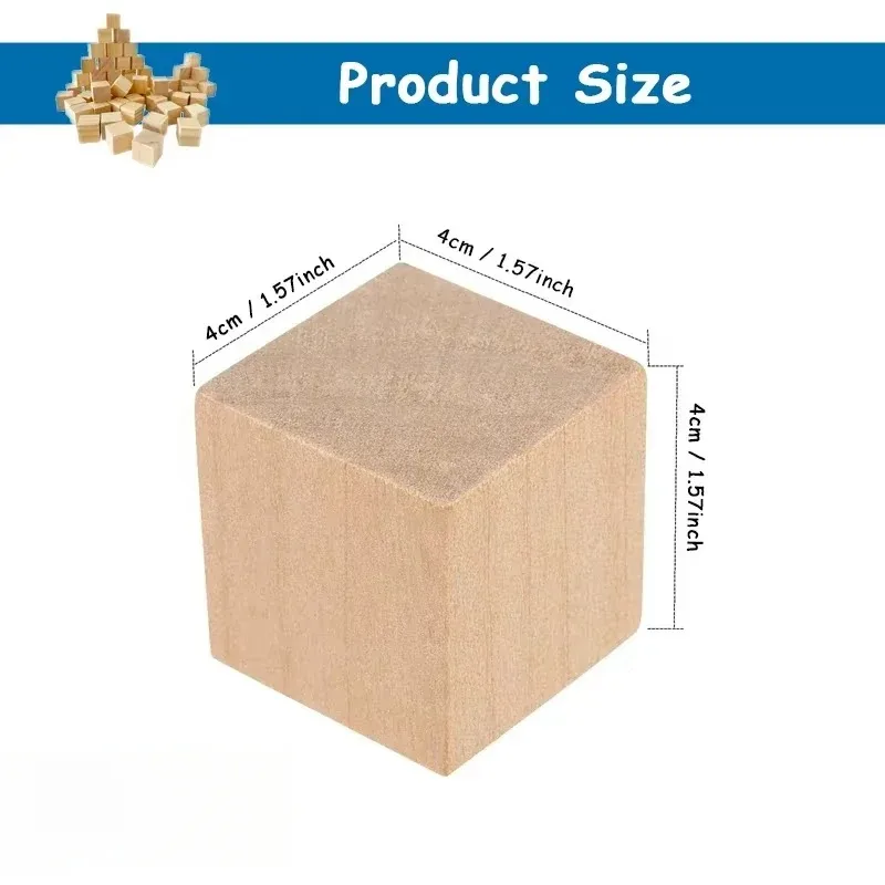 Natural Solid Smooth Wooden Blocks for DIY Crafts and Home Decor – Unfinished Blank Wood Cubes for Creative Projects