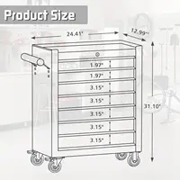 Rolling  Chest, Heavy Duty Rolling Box on Wheels, Metal Storage Cabinet with Drawer Liners, Lockable Cart wit 2