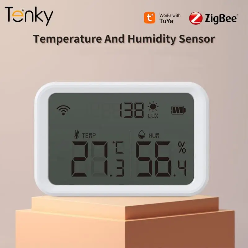 

Tenky Tuya Zigbee Smart Temperature And Humidity Sensor Luminous Intensity Detector Indoor Temperature And Humidity Meter Sensor
