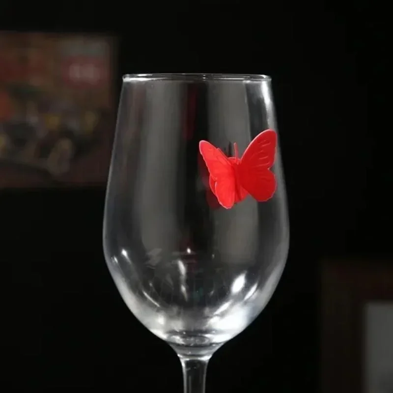 10Pcs/Set Food Silicone Wine Glass Butterfly Labeling Cup Distinguishing Toys Party