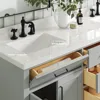 Double Bathroom Vanity 73" Grey, 1.5" Edge Pure White Quartz Countertop & Splash, Sinks, 4 Soft Closing Doors, 6 Full Extension 4
