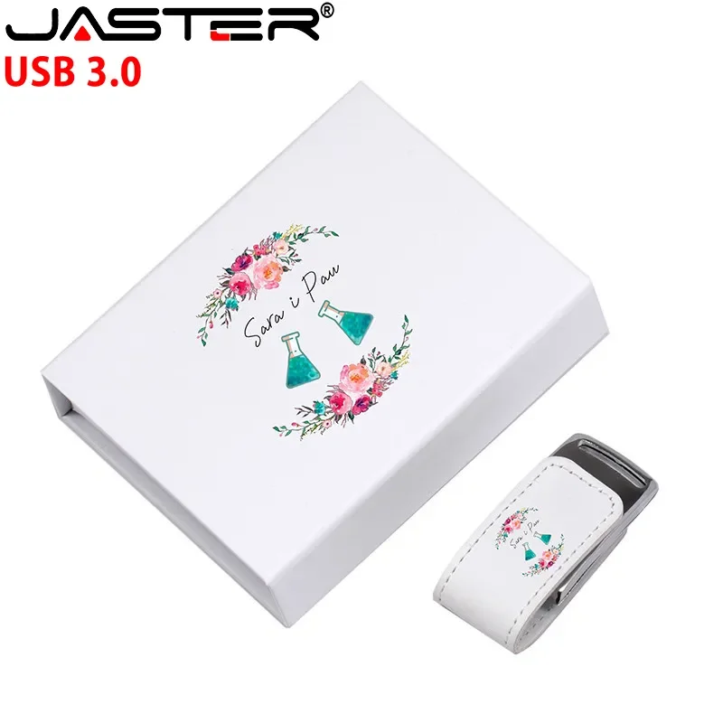 Custom Logo Leather Flash Drive Casamento Fotografia Pen Drives Box Memory Stick u Disk Usb 3.0 4gb 8gb 16gb 32gb 64gb 128gb