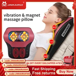 Jinkairui Massage Pillow Neck Back Massager Vibrating Relaxation Shoulder and Neck Multifunctional Electric Spine Massage Pillow