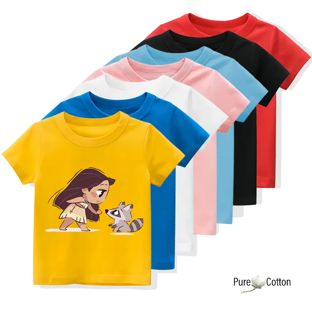 Four Seasons Kids T-shirt Disney 2 Little Fox and Little Girl Print Cute casual short sleeve Tops 100% cotton crewneck T-shirt 4